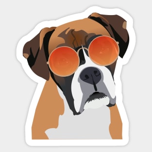 Boxer Dog Wearing Sunglasses Sticker